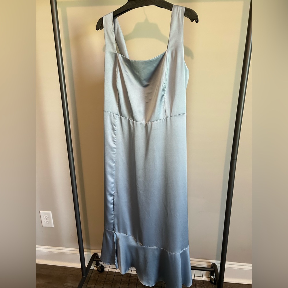 Show Me Your MuMu Blue Satin Dress